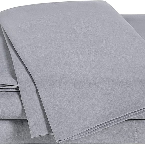 *SALE* Well Being 300 TC Oxy wash 4-Piece Sheet Set, Full, Solid, Gray 5834 - Picture 4 of 5